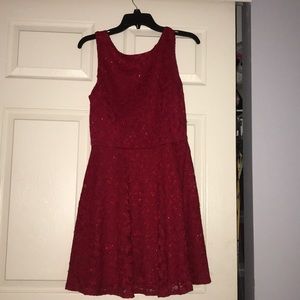 I’m selling a Macy’s red sparkly lace dress